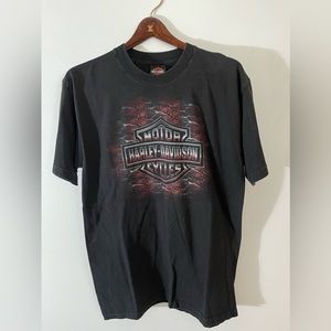 Vintage 2002 Harley Davidson Motorcycle Graphic T Shirt Orlando Y2K Size L